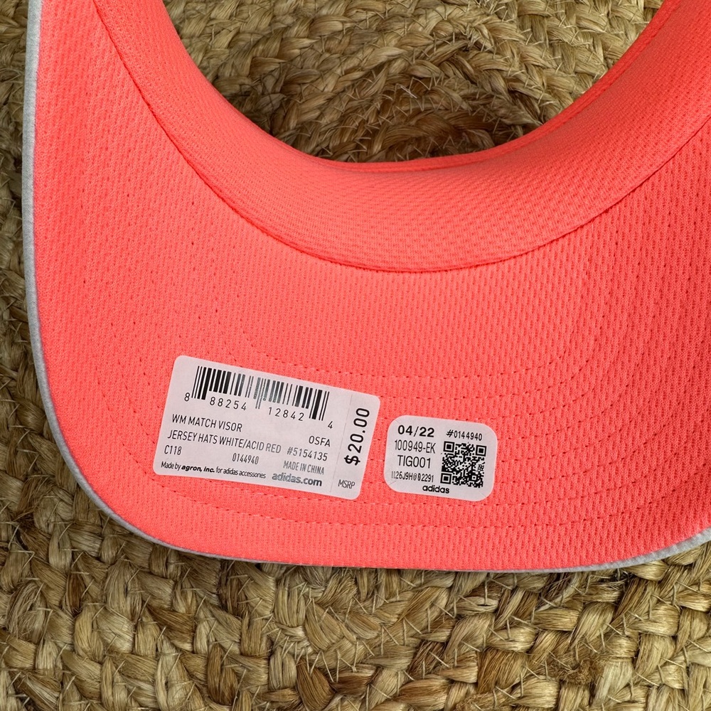 NWT Adidas Womens Adjustable Match Acid Red Gray Visor Hat - Picture 4 of 4